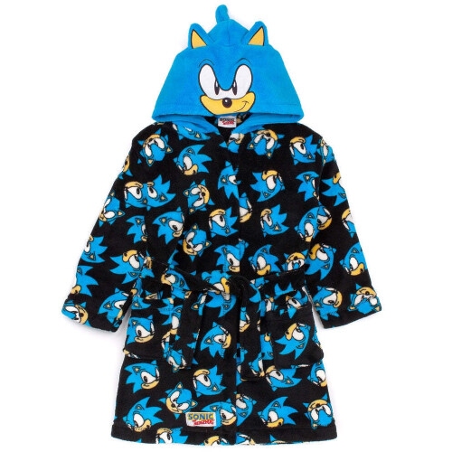 (8-9 Years, Black/Blue) Sonic The Hedgehog Childrens/Kids Dressing Gown