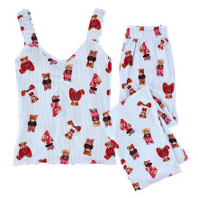 un-bearably cute Ladies Ruffle Tank Teddy Bear Pyjama Set