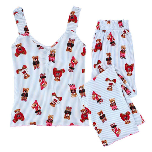 un-bearably cute Ladies Ruffle Tank Teddy Bear Pyjama Set