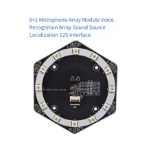 Upgraded 6+1 Mic Array Speech Recognition Array with RGB Full-Color LED I2S for Audio Source Localization Beamforming