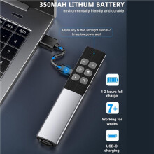 Wireless Presentation Clicker with Air Mouse, Rechargeable Remote for PowerPoint, PC, Laptop