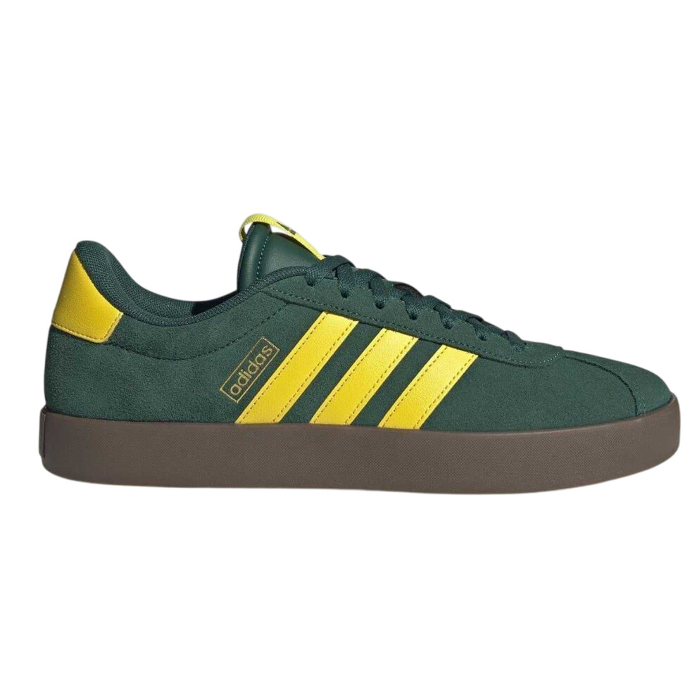 Adidas (9.5 Uk, College Green/Yellow) Mens Vl Court 3.0 3 Stripes Leather Shoes