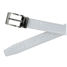 CTM Big & Tall Leather Croc Print Dress Belt with Clamp On Buckle