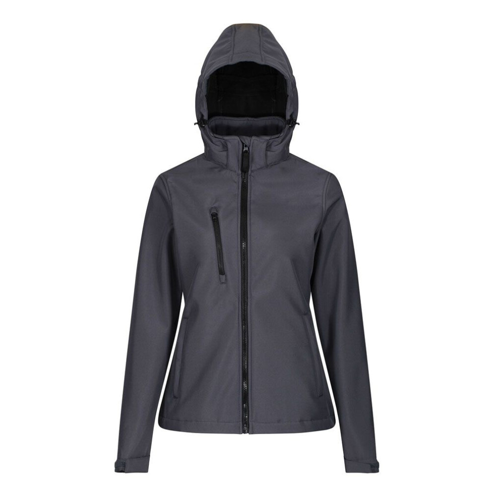 Regatta (10 Uk, Seal Grey/Black) Womens/Ladies Venturer Hooded Soft Shell Jacket
