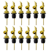 12PCS Stainless Steel Liquor Bottle Pourers, Auto Flip Olive Oil Spou Alcohol for About 3/4Inch Bottle Mouth Gold