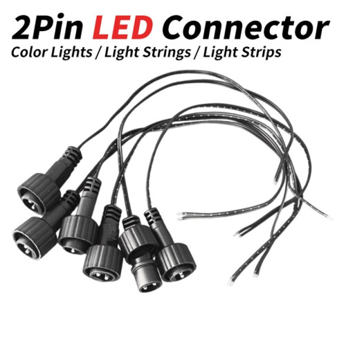 50pc 2Pin LED Connector with 25cm Wire for Solar String Lights, IP65 Waterproof, 220V 2