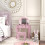 Homcom HOMCOM Makeup Dressing Table Set with Tri-Folding Mirror and Drawer, Pink 9