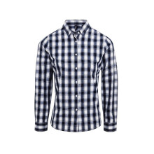 (M, White/Navy) Premier Womens/Ladies Mulligan Checked Long-Sleeved Shirt