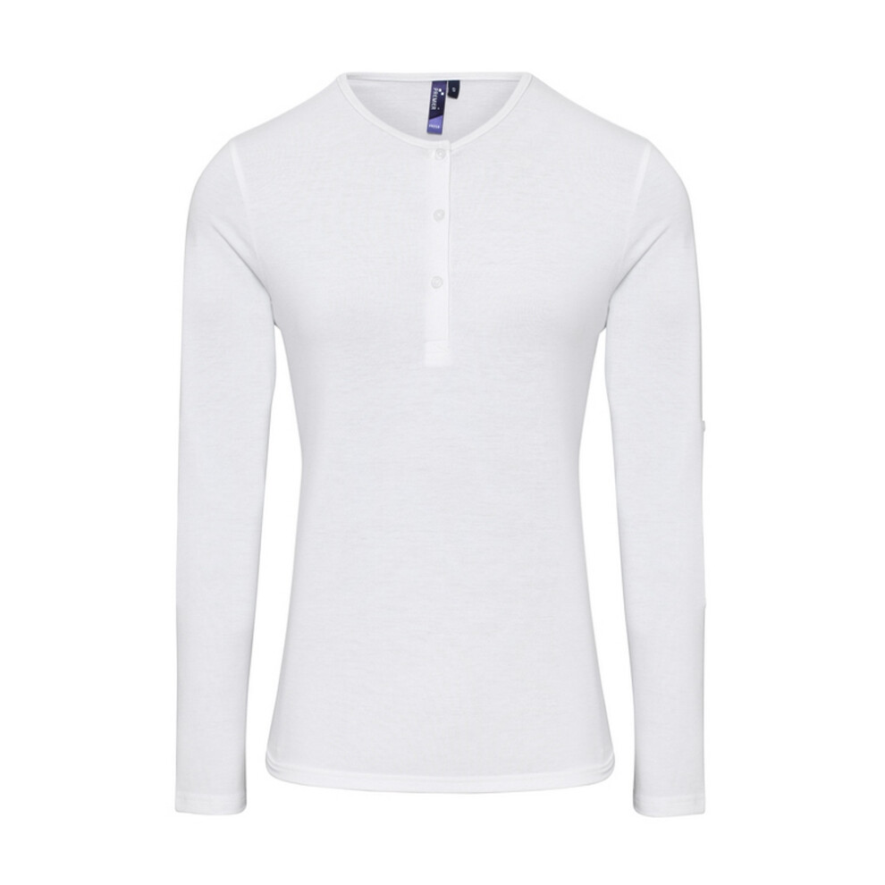 Premier (Xl, White) Womens/Ladies Long John Roll Sleeve Tee