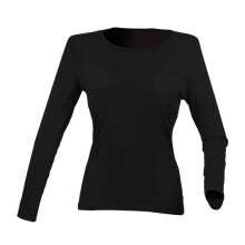 (12 UK, Black) SF Womens/Ladies Feel Good Plain Stretch Long-Sleeved T-Shirt