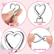 Heart Shape Keychain, 40pcs Silver Heart Carabiner Clips for Keys, Snap Hook Keychain Clip for Wristlets, Card Holders