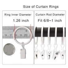 40 Stück Gardinenringe mit Clips, Gardinenclips mit Ringen, Gardinenringe 1.26 Zoll Innendurchmesser