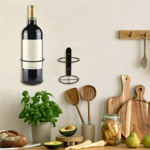 Metalen Wijnfles Displayrek van Ijzer, Wandgemonteerd, Metalen Hangend Wijnrek, Organizer voor Thuis, Keuken en Bar