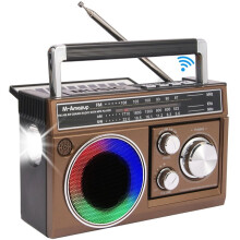 Radios Portable AM FM Radio Retro Pocket Radio with Speaker Flashlight Strong Reception with Colorful Lights