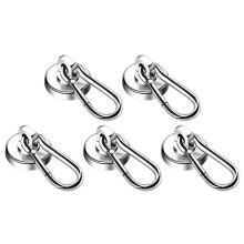 New D25mm Magnetic Hooks with Swivel Carabiner Heavy Duty Strong Magnet Snap Hook for Kitchen Refrigerator Hanging 5pcs