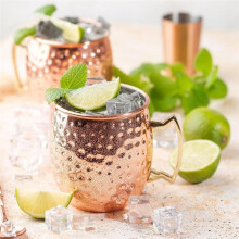 Kubek do Wina Koktajlowego O Pojemności 530 Ml, Kubek Typu Mule, Kubek z Czystej, Pogrubionej Stali, Kuty, Miedziany Kubek do Piwa, Akcesoria do Kawy