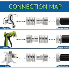 5pcs Stainless Steel Garden Hose Quick Connect Fittings,3/4 in Water Hose Quick Connect Fittings,Quick Release Connector