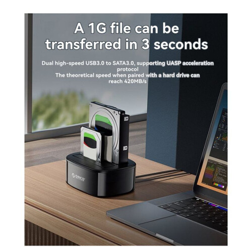 ORICO USB 3.2  HDD SSD Docking Station 2.5/3.5 Polegadas Gabinete para Unidade de Disco Rígido 10 Gbps Dual Bay Plug EUA