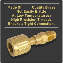 R32 R454B Brass Adapter, 1/4 Inch Female to 1/4 Inch Male Reverse Thread, for R-454B/R-32 Tanks