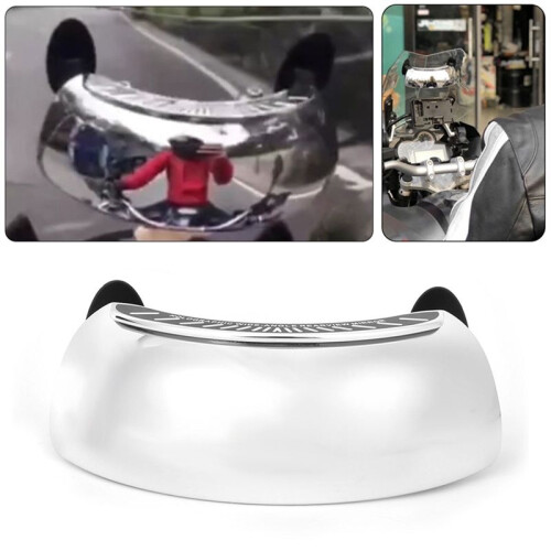 Motorcycle Rear View Mirror Chromed 180 Ultra Wide Angle Central Windscreen Mount Universal 2