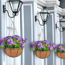 Flores Penduradas Artificiais em Cesto para DecoraçãO de Jardim de PáTio, para DecoraçãO de Exteriores e Interiores-Azul