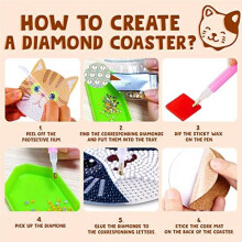 10 Delar DiamondPainting Coaster Set - för Barn och Vuxna Diamantprickar, för Vuxna och Barn Presenter för NyböRjartillbehöR