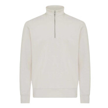 (L, Ivory White) Iqoniq Unisex Adult Elgon Recycled Cotton Quarter Zip Sweater Top