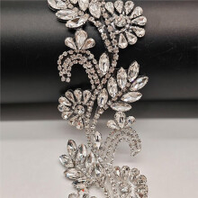 (1yards) Sparkling 3D Hot Fix Silver Rhinestone Trimming for Clothing Accessories WRP-138 B