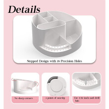 Suporte para Broca de Unha com 18 Furos, Suporte para Broca de Unha, Organizador de Mesa para Unhas, Suporte Profissional para Broca de Unha, Branco