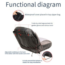Universal Riding Lawn Mower Tractor Seats Cover Padded Comfort Pad Storage Pouch Lawn Mower Accessories Black+Gray
