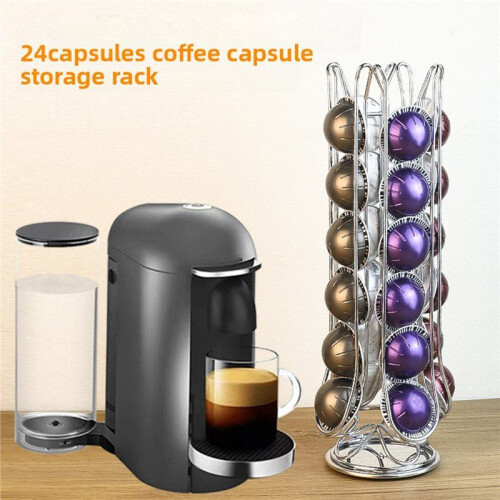 Coffee Capsule Storage Rack, 24 Coffee Capsule Coffee Cup Storage Rack, Stainless Steel Storage Display Rack 1