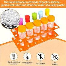 Sports Skill Development Tool Kit, Including Extra Large Test Tubes, Colored Silicone Droppers, Orange Storage Boxes