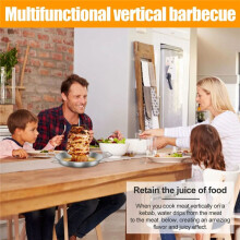 Brochette Ă Viande Verticale en Acier Inoxydable pour Barbecue avec 3 Pointes de Rechange.