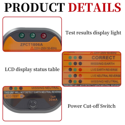 Socket Tester Electrical Plug Tester Socket with LCD Indicator Circuit Tester for Plug Socket Testing UK Plug 2