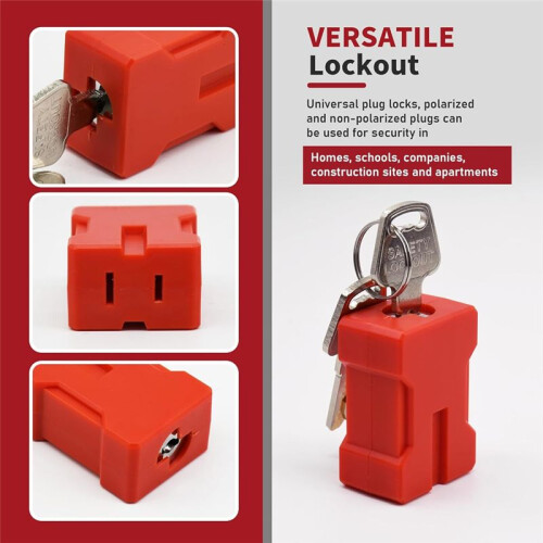 Plug Lock Electrical Cord Plug Lockout Device 2 Pack Outlet Locking Safety Lock Fits Electrical Shutdown Service 2