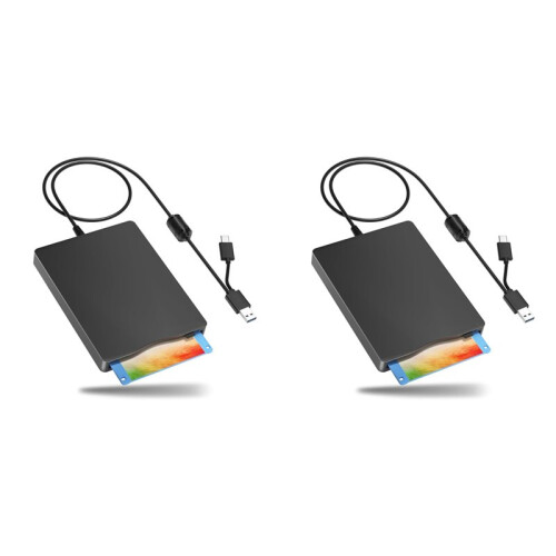 2X Floppy Disk Reader, 3,5 Inch Externe Diskettedrive met USB Type-C, Draagbare FDD Diskettedrive voor Laptop-Pc