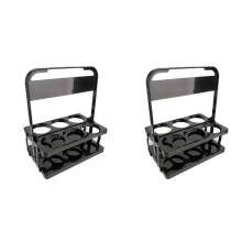 2X Foldable Beer Bottle Carrier Coffee Rack Basket for BBQ Picnic, Safe and Easy Transport, Taking 6 Bottles-Black