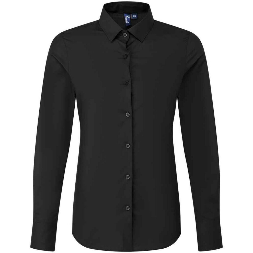 Premier (S, Black) Womens/Ladies Recyclight Poplin Long-Sleeved Shirt