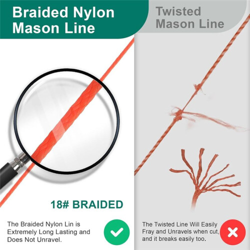 Mason  with Handle, Twisted 540 FT 18 Reloadable  Reel, Braided Nylon String for Gardening or Masonry Tools 2