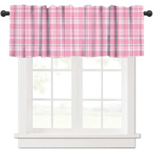 Lattice Valance Pink Plaid 54x18 Inch Rod Pocket