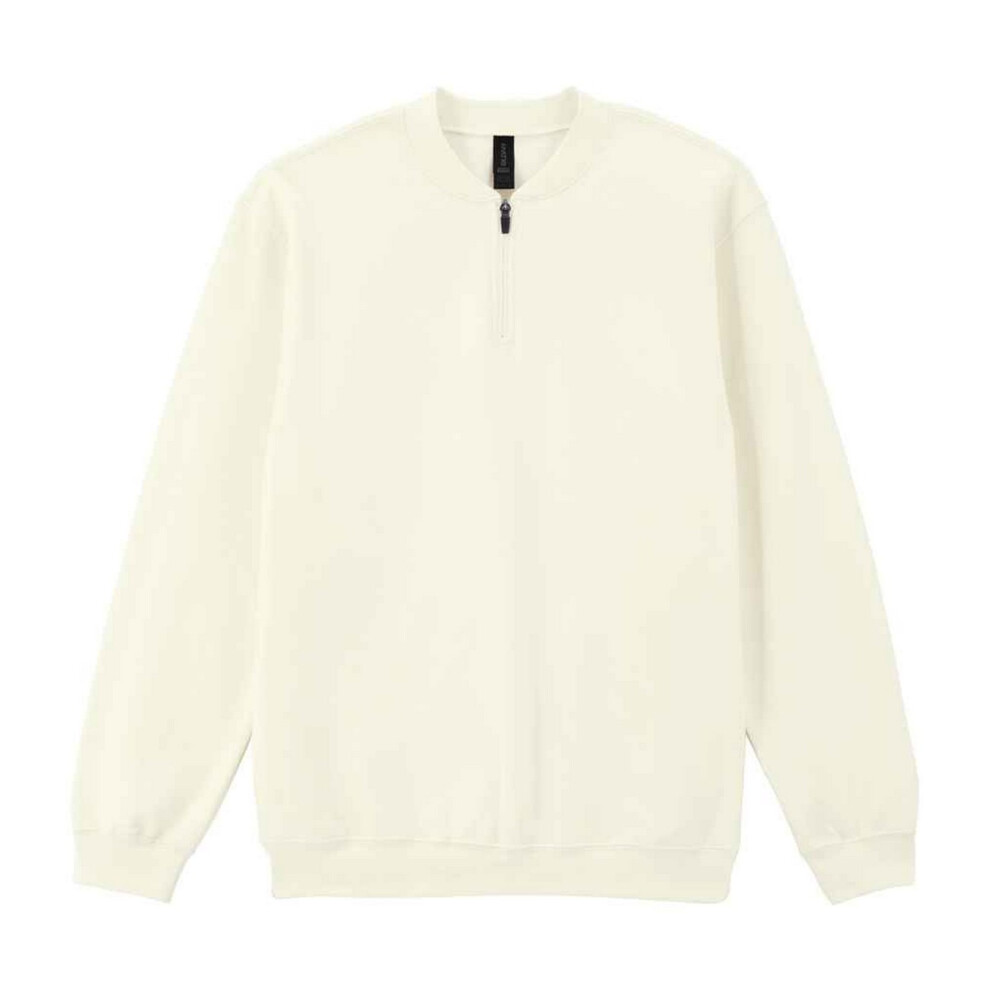 Gildan (S, Off White) Unisex Adult Softstyle Midweight Quarter Zip Sweatshirt