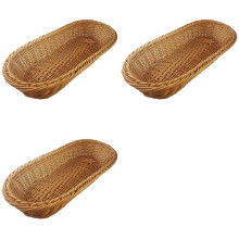3X Panier de Portion de Panier de Pain de Panier Tissé par Osier Ovale, Stockage de 14Pouces pour le Dessus de Table de Stockage Cosmétique de Fruit