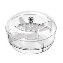 Chilled Veggie Fruit Tray Platter Divided Rotating Serving Tray with Lid Snack Vegetable Tray Chip and Dip Serving Set