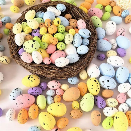 Faux Foam Easter Eggs Foam Miniature Easter Decorative 100X Artificial Easter Bird Eggs Foam Ornaments for Easter 2