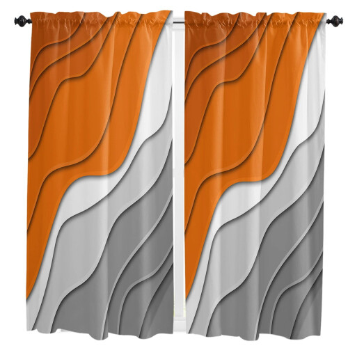 Abstract Orange Grey Gradient Curtains for Living Room