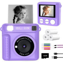 Kids Instant Print Camera 1080P Purple