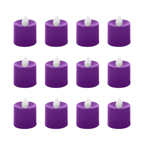 LED Electronic Candle Lights Purple 12 Pcs 1
