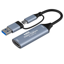 2 in 1 USB 3.0 Video Capture Card 4K -Compatible to USB Type-C Game Grabber Record for Live Broadcast
