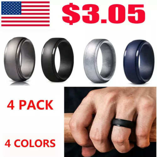 Silicone Wedding Ring Flexible Sport Band Light Grey Size 8 1