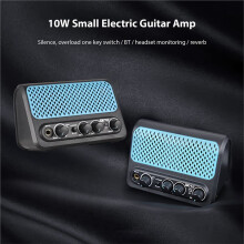 2 Channel Reverb Effect Guitar Practice Speaker Plug and BT/Earphone 10W Small Guitar Amp Clean Overdrive